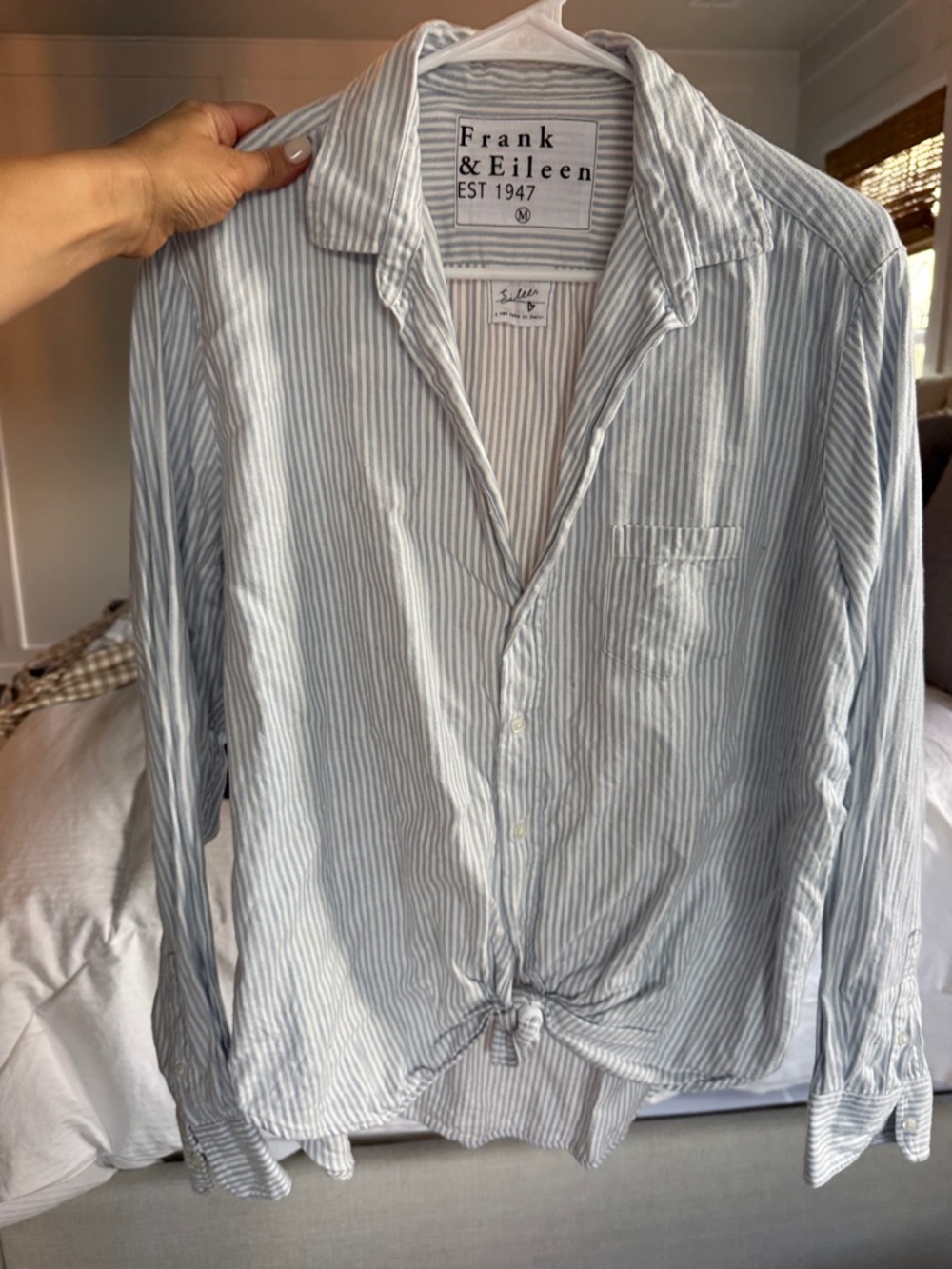 Frank & Eileen Light Blue and White Striped Button-Down Shirt